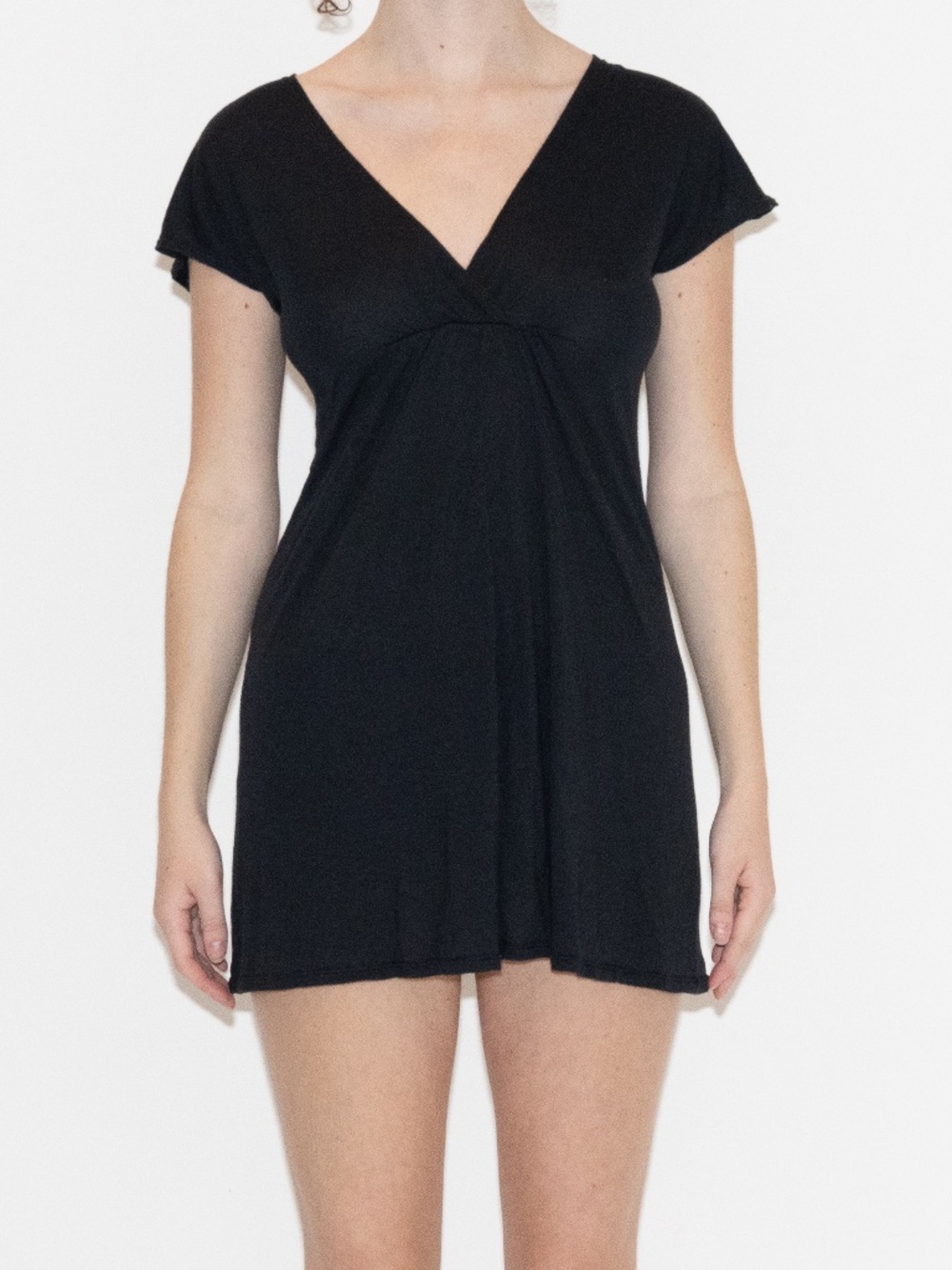 Y2k black v neck mini dress la blanca size medium stretchy
